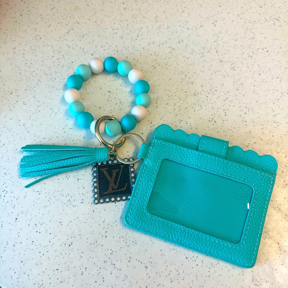 Upcycled LV arm bangle with card holder and key chain